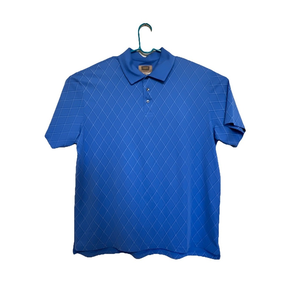 The Foundry Supply Co Mens Polo Shirt Blue Pattern 2XL Quick Dri Short Sleeve